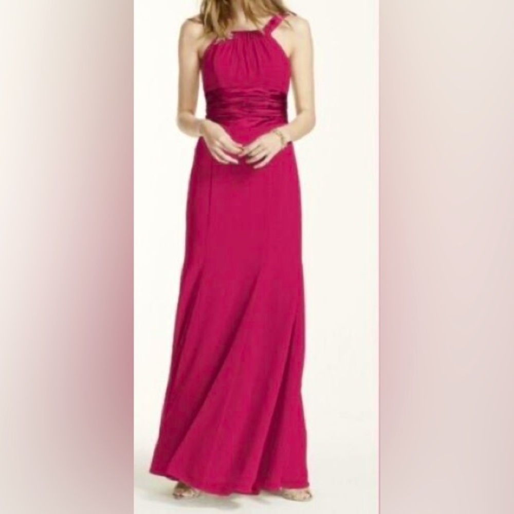 David’s Bridal chiffon and charmeuse dress.